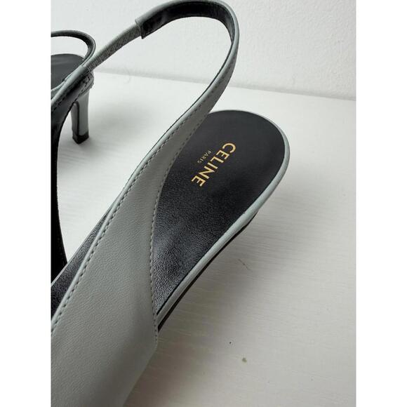 CELINE Triomphe Slingback Heels Sage Green Pointed Display Defect Size 38 - Picture 3 of 8
